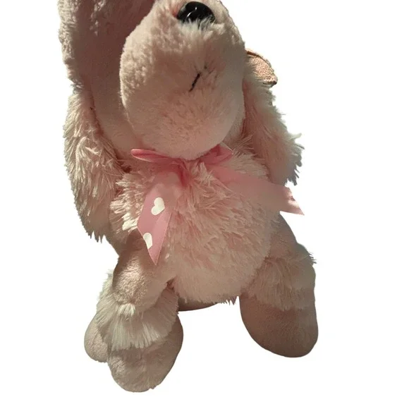 Dan Dee Pink Poodle Plush Stuffed Animal Heart Ribbon Shaggy Dog Toy - Picture 4 of 8